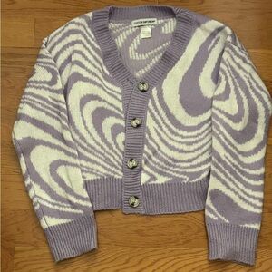 Cotton Emporium Lavender and Cream Cardigan